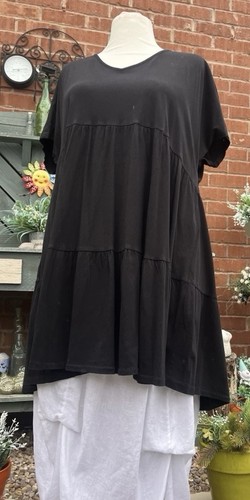 Lagenlook tiered black cotton - lagenlook,