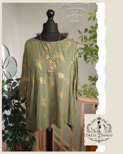 Baggy womens tunic khaki - khaki, gold